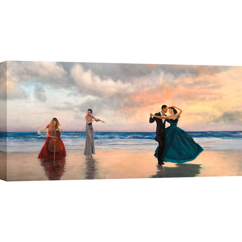 Dancing On The Beach (detail) by Pierre Benson - Wrapped Canvas Print, 50cm H x 100cm W x 4cm D
