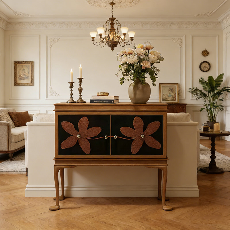 Armoire d'entrée Mid-Century, H 35,4 po x l 35,4 po x P 15,7 po