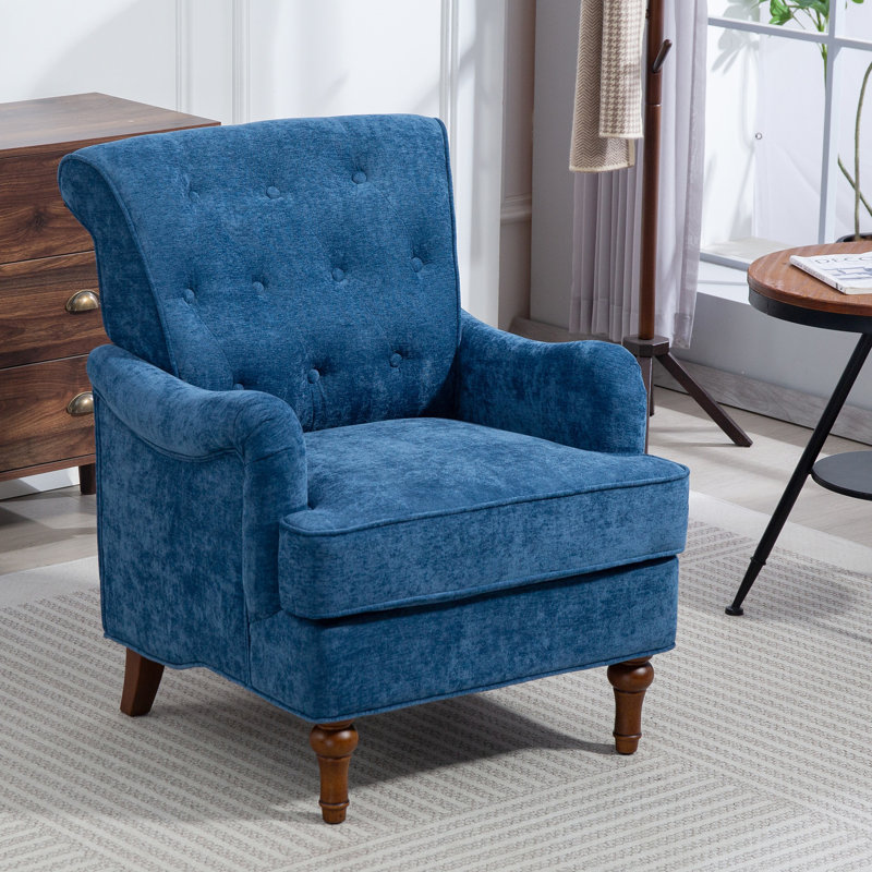 Fauteuil d'appoint de chambre à coucher bleu, matériau, supporte les charges lourdes modernes et confortables en mousse haute, s'adapte aux espaces