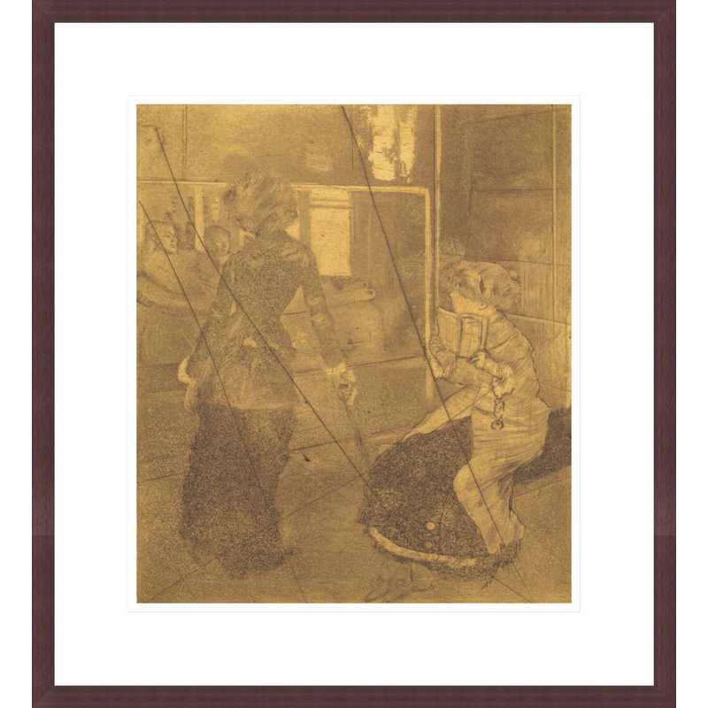 Mary Cassatt au Louvre: The Etruscan Gallery [plaque de cuivre] par Edgar Degas, impression giclée encadrée