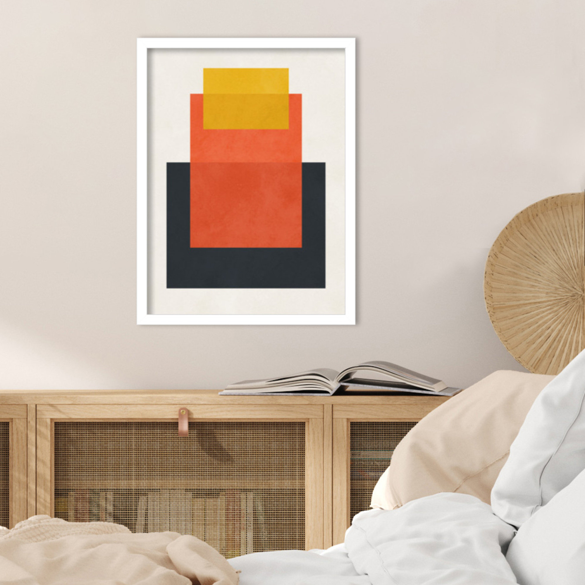 Overlapping geometry 10 by Norvin Wood Framed Wall Art Print, Brown/Orange, White, 21" H x 16" W