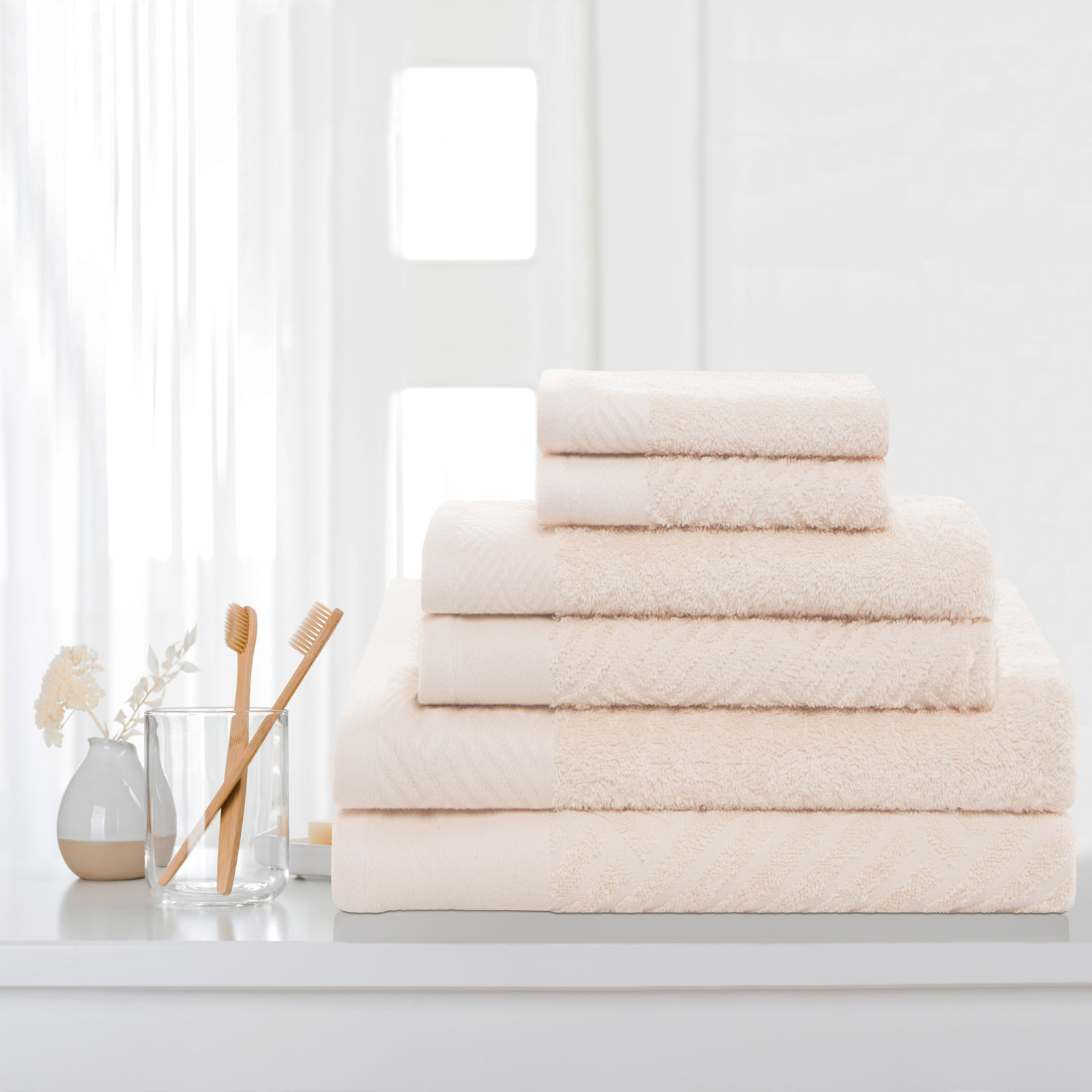 6-Piece Certified Egyptian Cotton Towel Set, Ivory