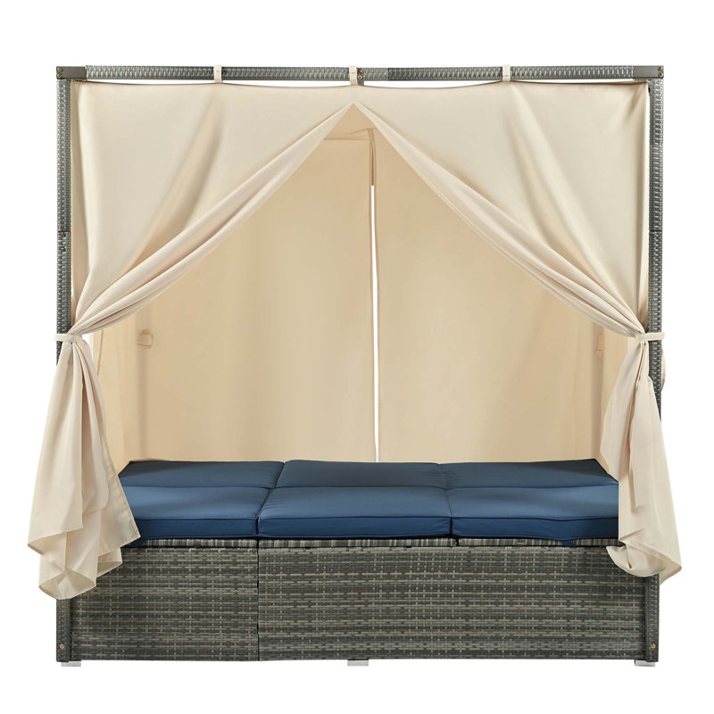 Adjustable Sun Bed With Curtain, High Comfort And Versatile Design For Outdoor Relaxation