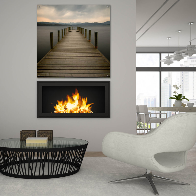 «Lakeside Pier» par Tom Quartermaine, acrylique, H 36 po x l 36 po x P 0,2 po