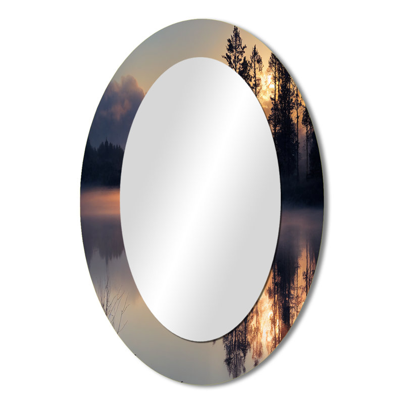 Miroir mural Morning Fog Over The Lake Sunset I - Traditional, 36 po x 24 po