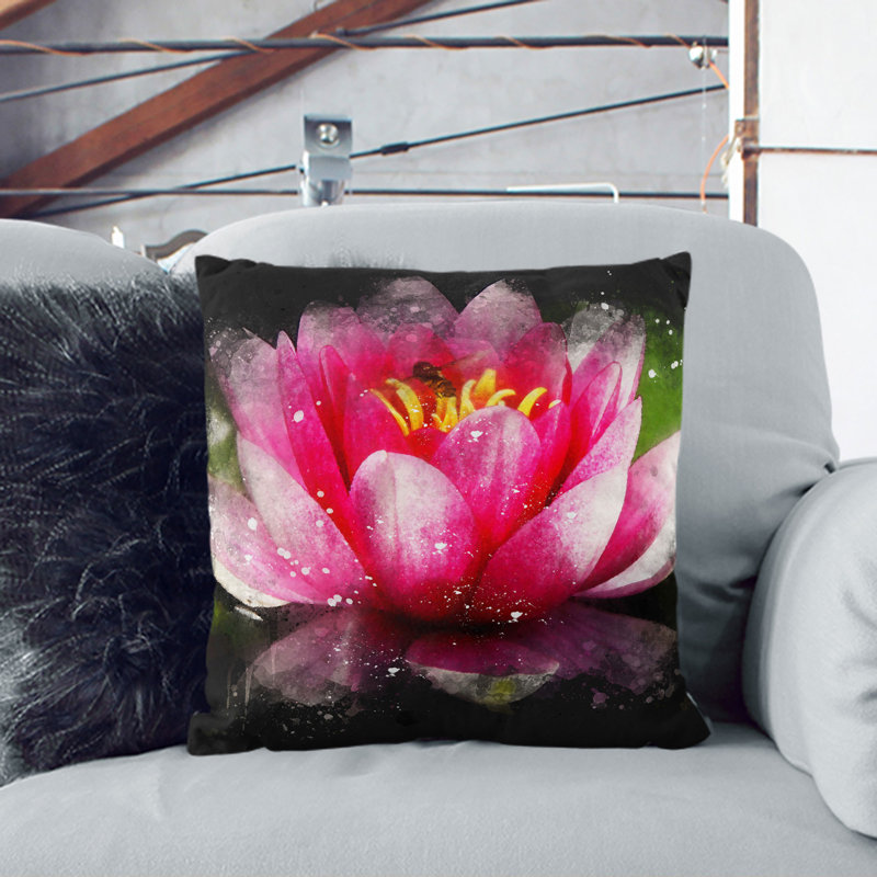 Pink Water Lily Flower Vol.3 Scatter Cushion, Stone, 40cm H x 40cm W x 15cm D