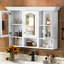Armoire de salle de bain avec 5 tablettes et plus - 3 compartiments ouverts, tablettes de rangement murales amovibles Water Modern, élégante