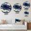 Horloge murale abstrait bleu foncé et doré-93380781
