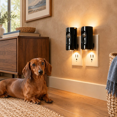 For dark-only use, this black 2 Pack of motion-sensing LED wall night lights provides dimmable warm white anti-glare backlighting, a US Plug, a non-blocking outlet design, V-0 PC construction, and low-heat operation.