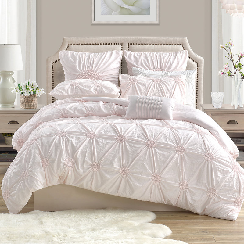 Ensemble de housse de couette en microfibre , Rosé, Housse simple + 1 taie décorative