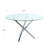 Kaizlyn Modern Round Glass Dining Table for 4-6 People, Clear Tempered Glass Top, Metal Cross Base, Round Kitchen Table for Dining Room, Circular Table for Small Space-876951144-876951145