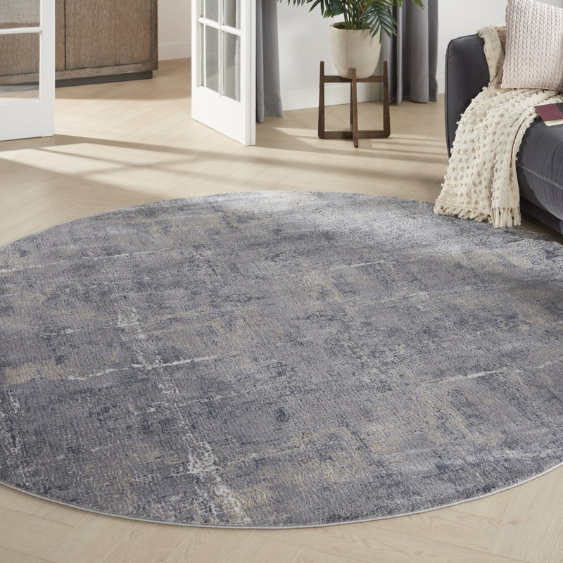Round Abstract Hand Woven Area Rug, Round 7'10"