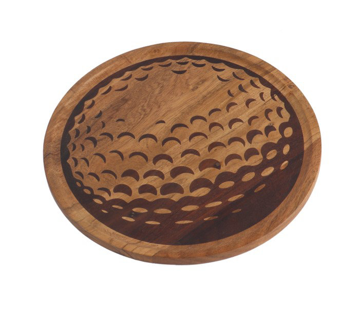 Planche de service en bois d'acacia en forme de balle de golf