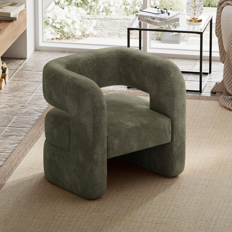 Chaise d'appoint rembourrée entièrement assemblée pour le salon Sinel, Vert