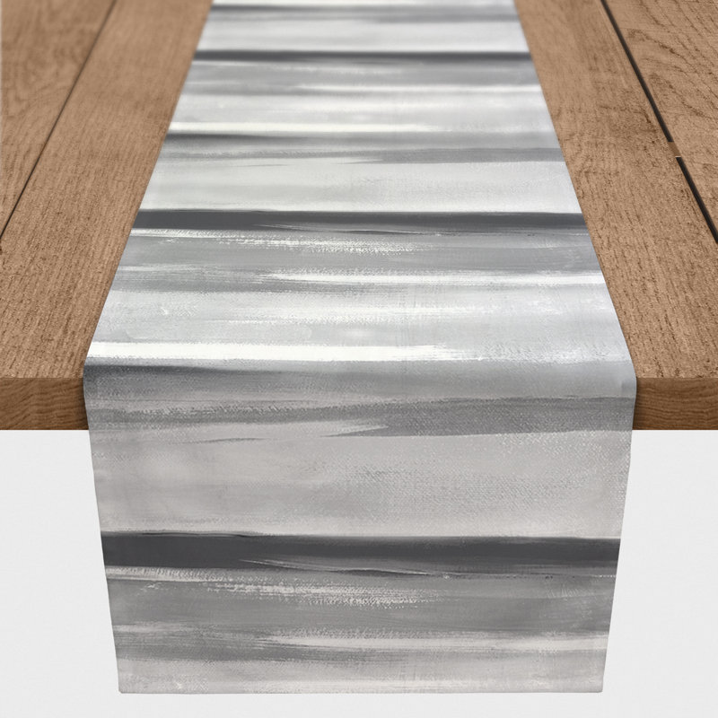 Chemin de table à rayures Neville, Gris, L 90 po x l 16 po, Rayé 1