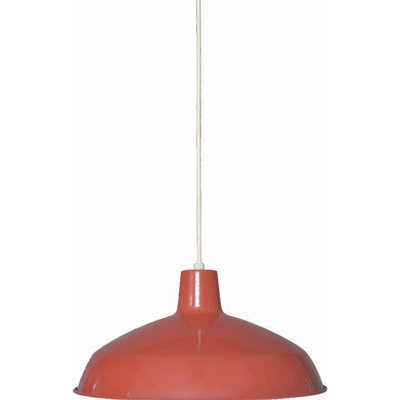 1-Light Indoor Red Inverted Bowl Barn Farmhouse Hanging Pendant
