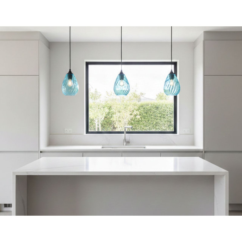 1 - Light Black Kitchen Island Pendant, Blue 