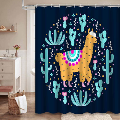 Colorful Floral Cactus Kids Waterproof Shower Curtain