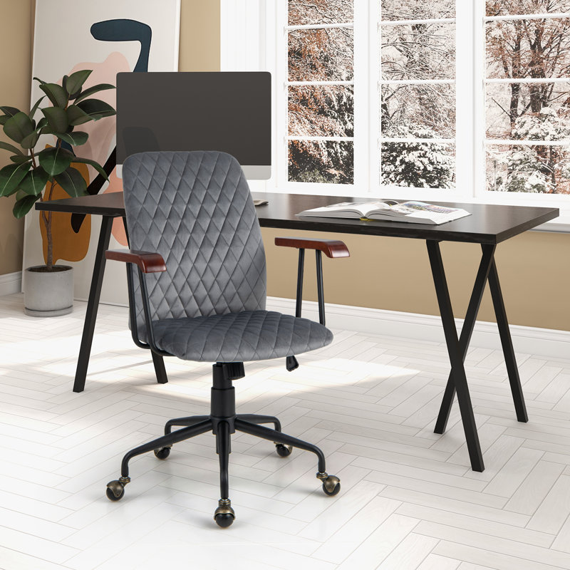 Milaina Velvet Office Chair, Grey