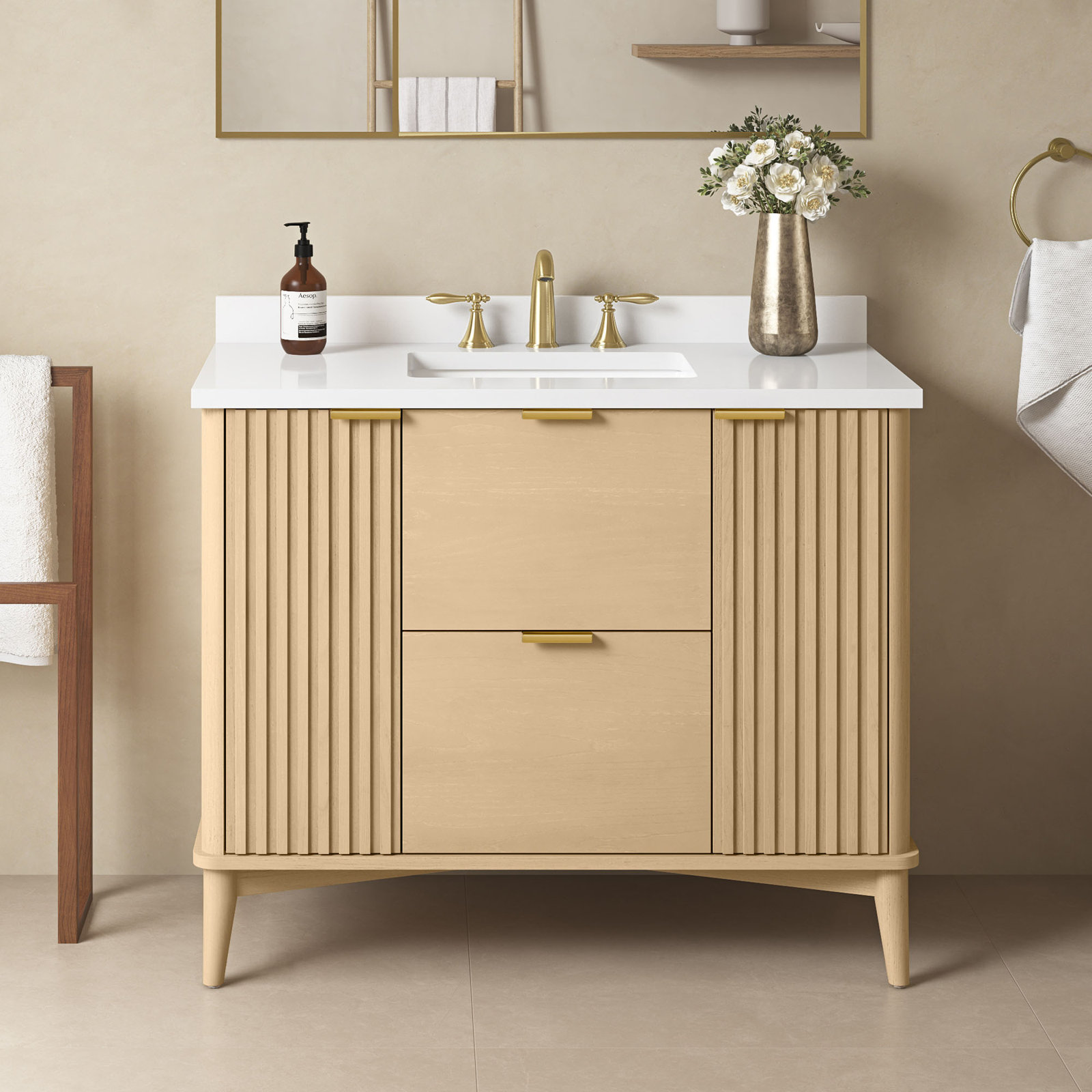 Gabi 42" Single Bathroom Vanity, Rustic Ash
