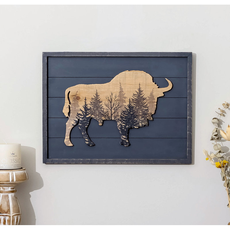Décoration murale en bois de bison rustique