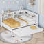 Lit de jour double en bois avec lit gigogne simple, lit de jour avec tablette de rangement et ports de chargement USB, blanc