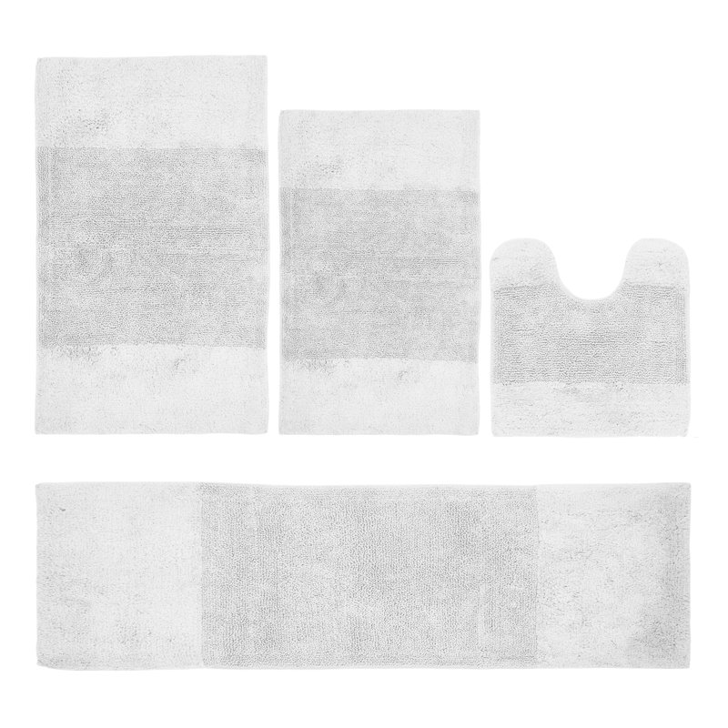 Granada Premium 100% Cotton 2155 GSM 4-Piece Bath Rug Set, OEKO-TEX® Certified, Non-Slip Spray Latex Backing, Plush Tufted, Super Absorbent, Machine Washable Bathroom Rugs for Bathroom, Shower, Tub & Vanity, White