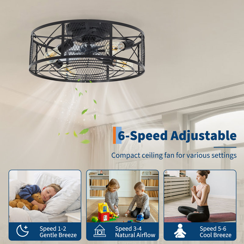 20" Boho Caged Bladeless Ceiling Fan Light