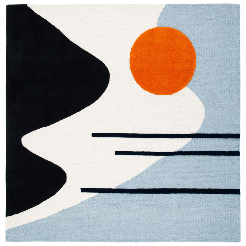 Tapis ivoire / bleu Felipe, Carré 10 pi