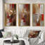 Cardinal Sin Retro Delight Abstract Red & Gold - Abstract Art Set Of 3 Pieces-447872811-447872806