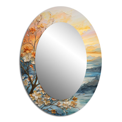 Bold Sunrise Eernal Renewal I - Grand miroir mural ovale sur métal
