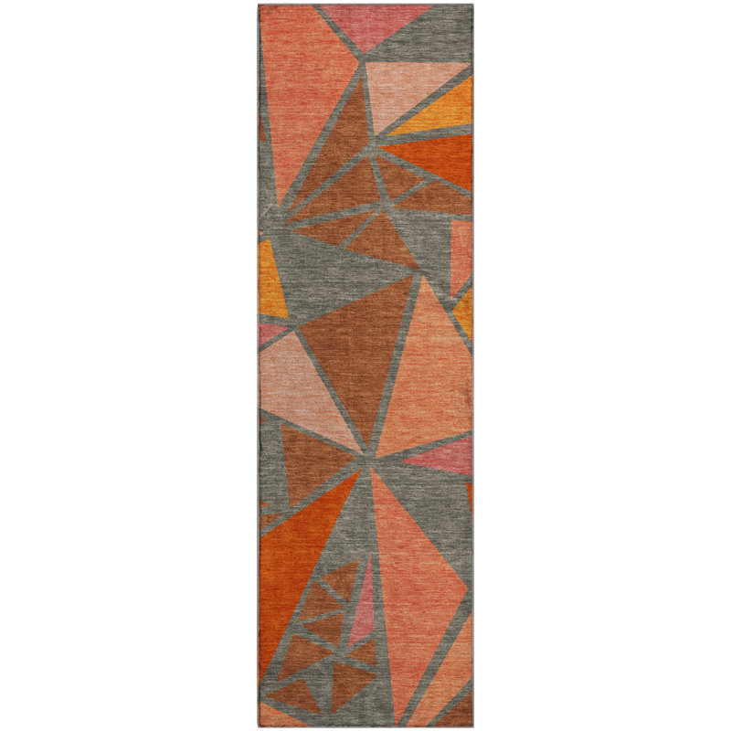 Premium Machine Washable Ketterer AMF1039 Geometric Rug, Runner 2'3" x 7'6"