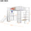 Lit mezzanine en métal blanc avec bureau, garde-robe, cerceau, glissade et escalier-160751784