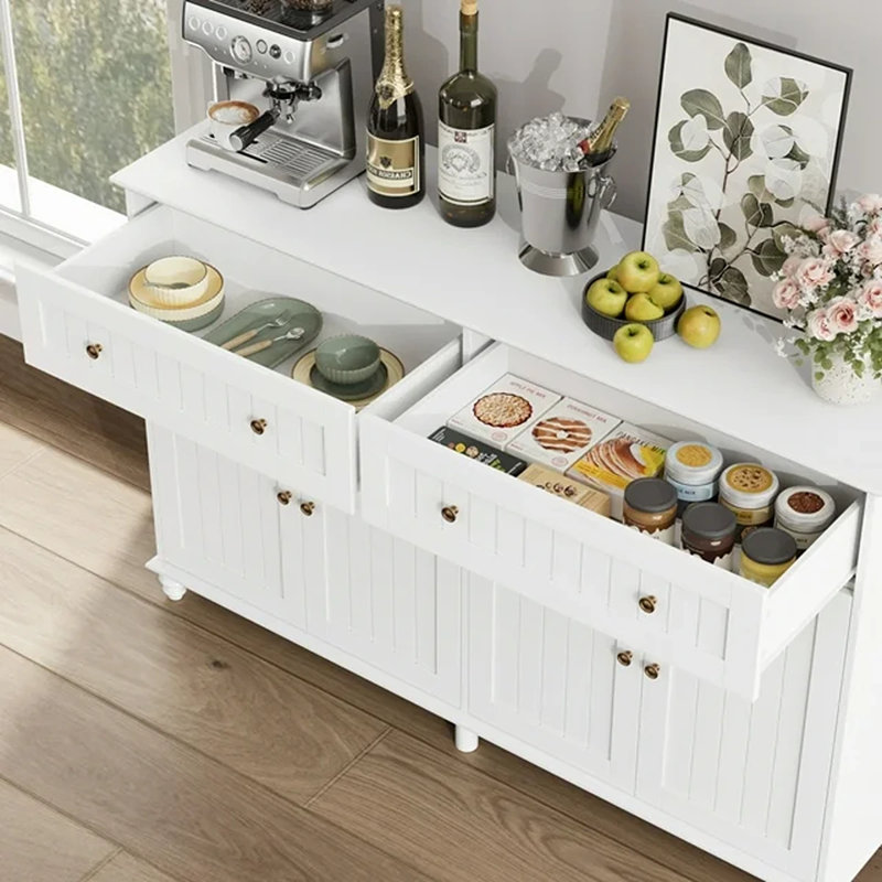 Buffet à 2 tiroirs de 55,1 po de largeur Arnolf, Blanc