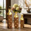 Ensemble de 3 vases décoratifs en métal à motif de feuilles rustiques