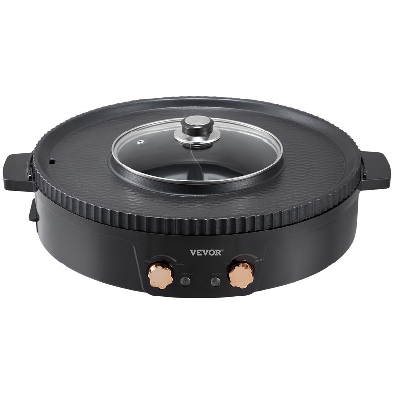 Hot Pot avec gril 1800W 2-en-1 électrique sans fumée pour 2 à 8 personnes