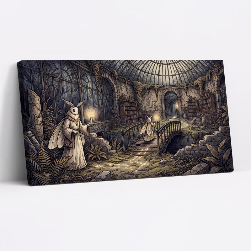 Reproduction d'art fantaisiste de papillon de nuit à la chandelle, L 46 po x H 24 po