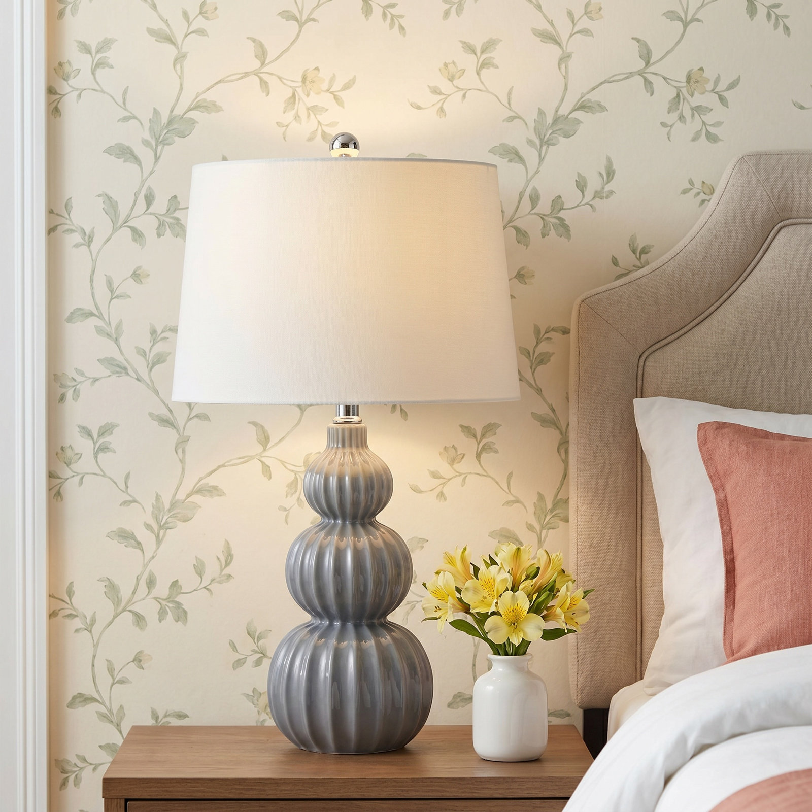 Arlinda Ceramic Table Lamp, Gray
