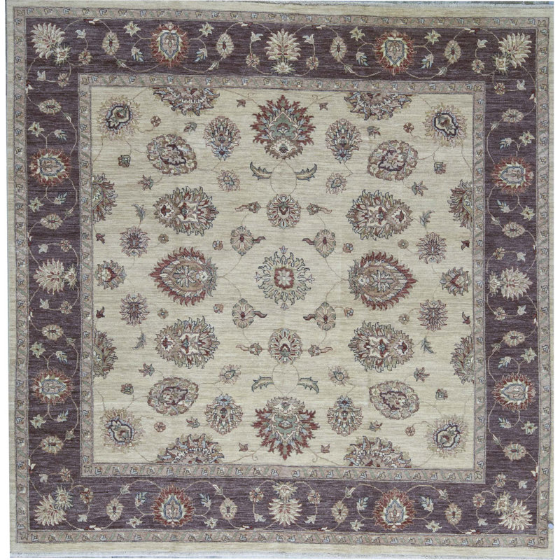 Tapis ivoire et brun noué à la main de haute qualité