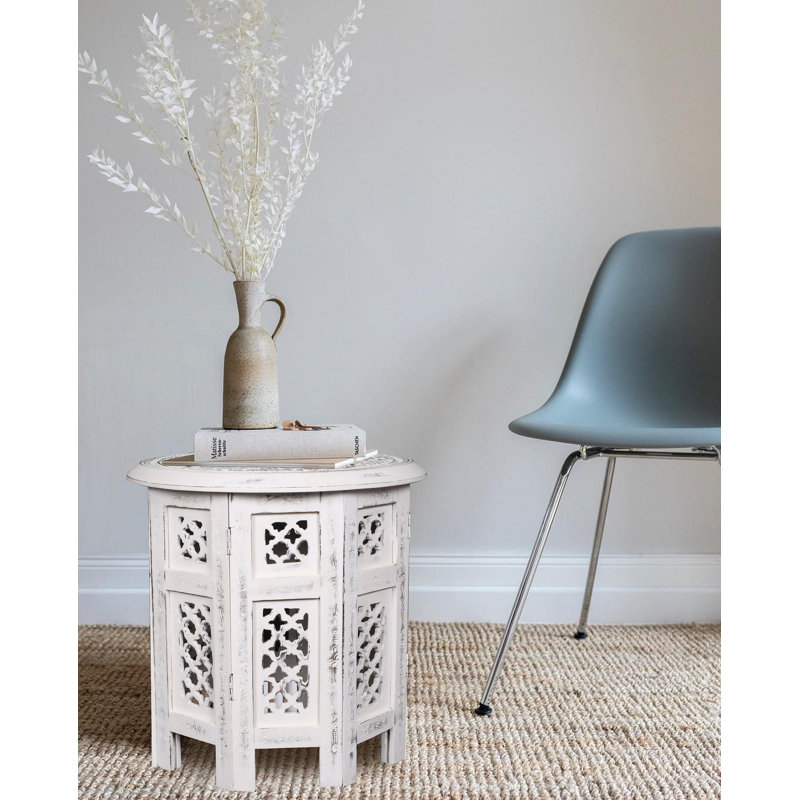 Abbeyville Frame End Table, 38cm H x 38cm W x 38cm D, White