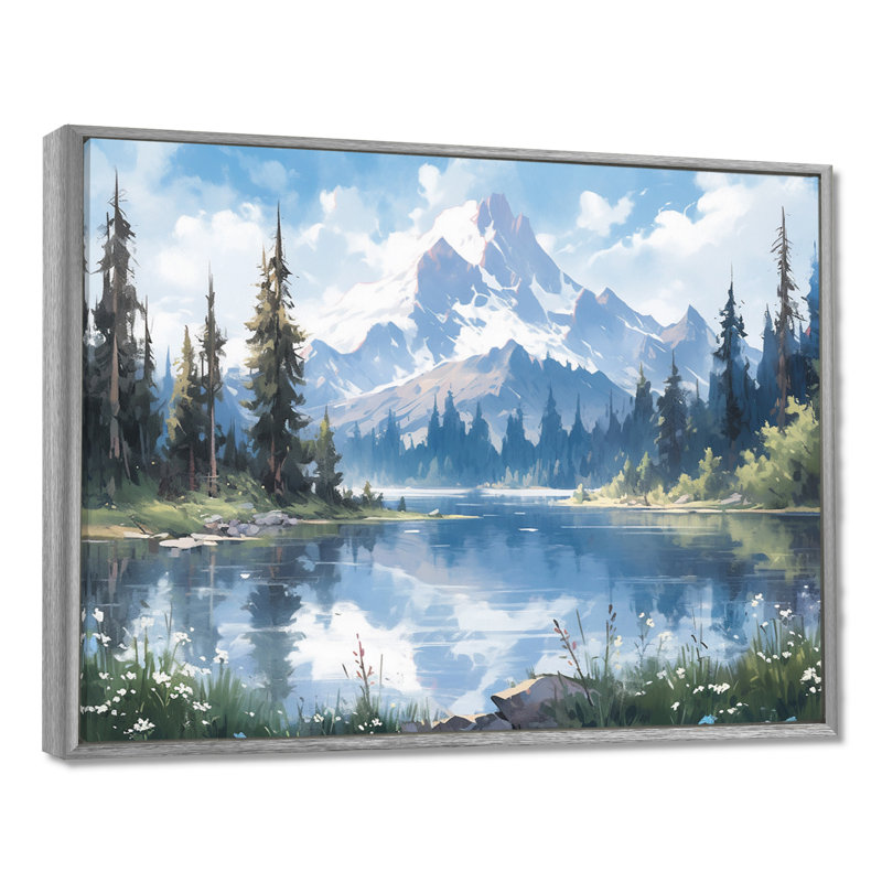 «Mountain View Bliss III - Countryside», reproduction d'art sur toile encadrée, H 12 po x l 20 po, Argent argent