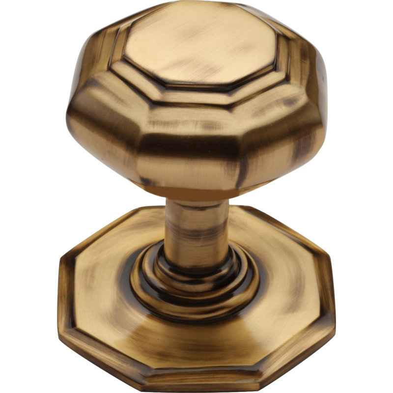 Heritage Brass Heritage Octagon Centre Door Knob 3", Antique Brass