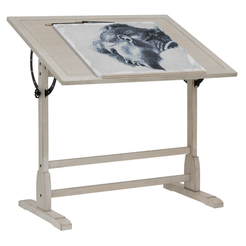 Table à dessin Gumesindo, H 36 po x l 42 po x P 30 po, Blanc bord de mer délavé