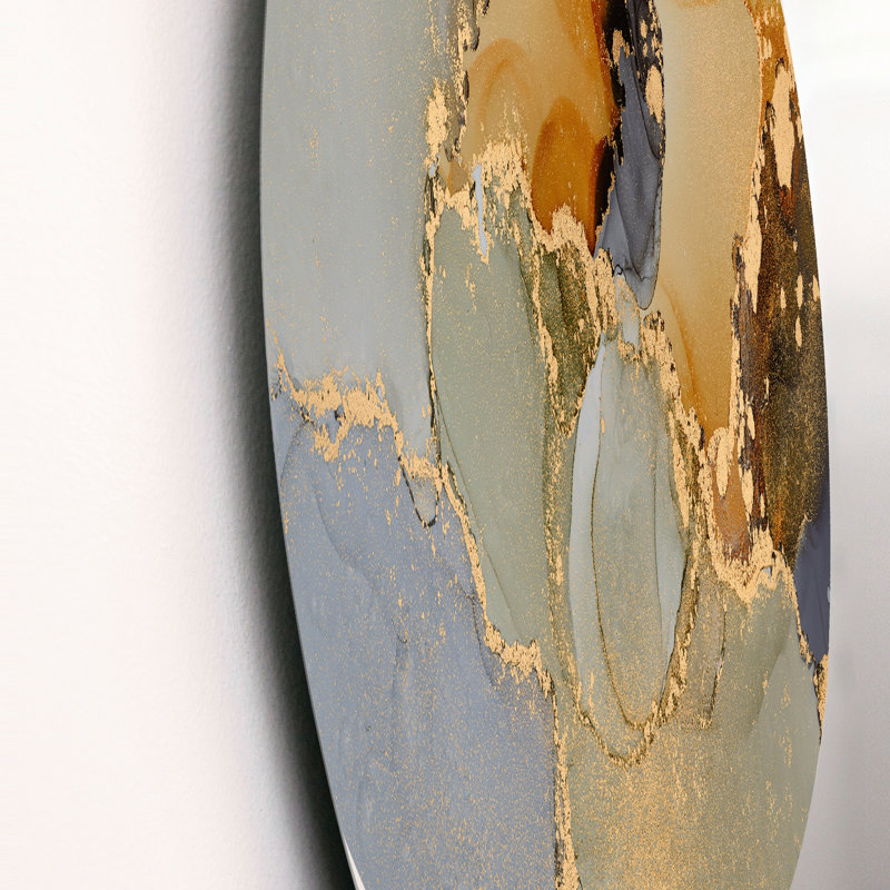 «Brown Luxury Abstract Fluid Art I», art mural moderne en métal, H 36 po x l 36 po x P 1 po