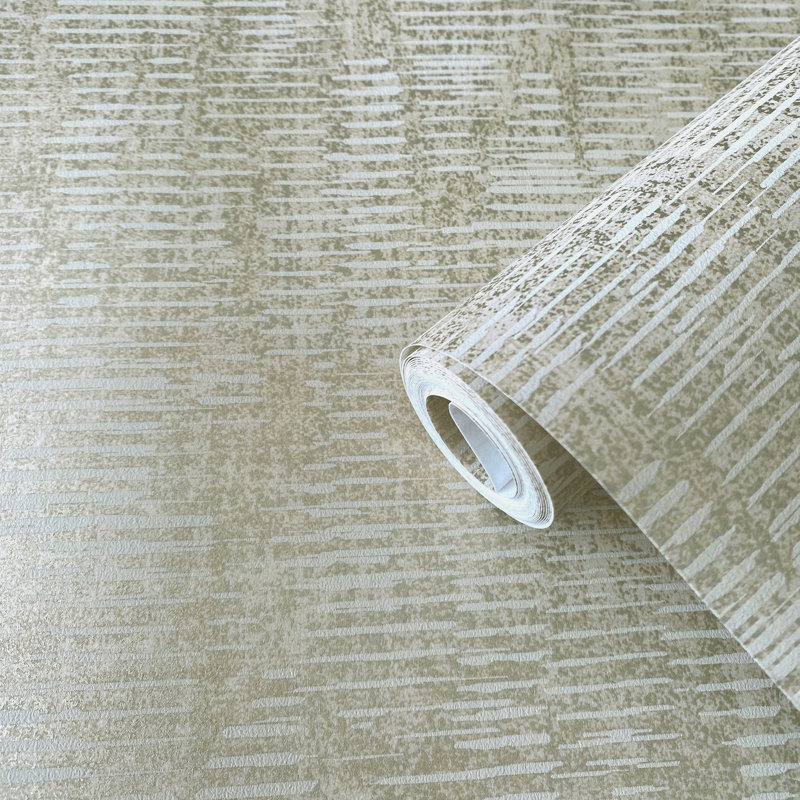 Elegance Collection Stripy Shimmer Wallpaper Roll, Beige