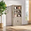 Farmhouse Bookcases With Doors, Wooden Tall Bookshelf And Bookcase
