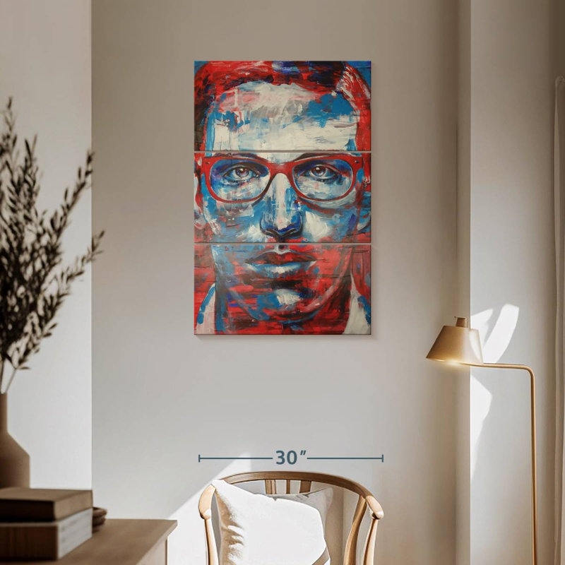 Portrait rouge éclatant, H 57 po x l 36 po