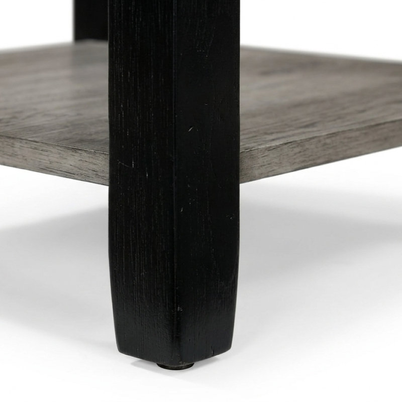 Brex 22 po Table de bout carrée en bois grise / noire avec tablette ouverte