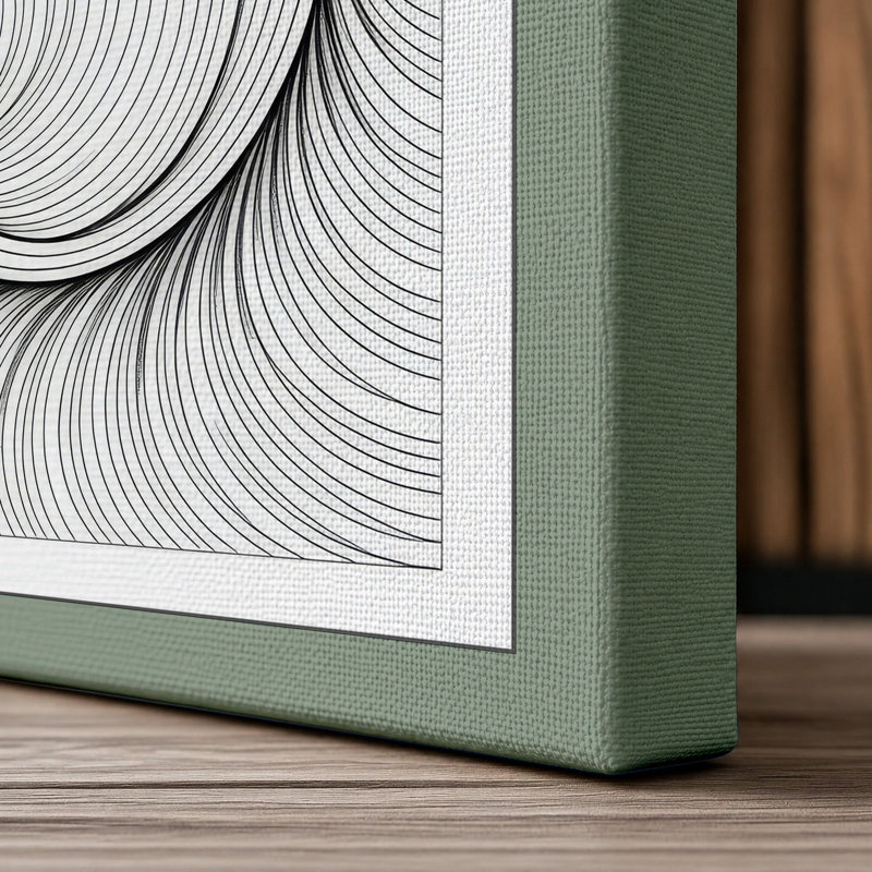 Flowing Spirals Abstract - Wrapped Canvas, 36x24 - 91.4 x 61.0 cm, Sage Border
