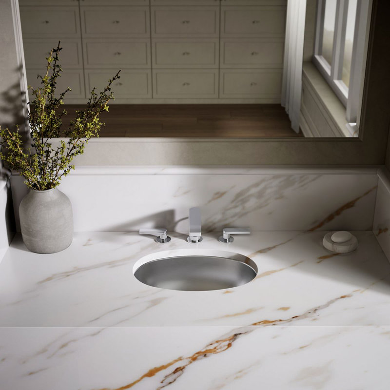 Bolero Metal Oval Dual Mount Bathroom Sink, No